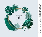 trendy tropical leaves vector... | Shutterstock .eps vector #604384163