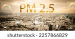 Small photo of City view and sky show smog air pollution Smog city from PM 2.5 dust, Cityscape of buildings with bad weather and yellow smoke. PM 2.5 and air pollution ,Combustion from smoke and car exhaust pipes