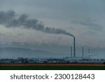 Coal power plant with smoke in Bishkek Kyrgyzstan
