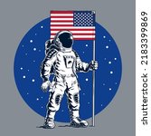 Astronaut With American Flag...
