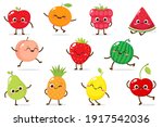 cute cartoon apple  raspberry ... | Shutterstock .eps vector #1917542036