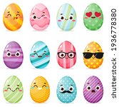 set of painted easter eggs with ... | Shutterstock .eps vector #1936778380