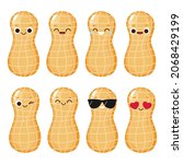 cute happy peanut in shell... | Shutterstock .eps vector #2068429199