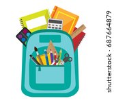 open vector bag with school... | Shutterstock .eps vector #687664879