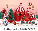christmas winter wonderland... | Shutterstock .eps vector #1493777999