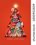 christmas tree paper cut out... | Shutterstock .eps vector #1800902839
