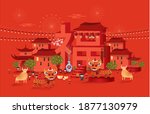 chinese new year of the ox... | Shutterstock .eps vector #1877130979