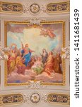 Small photo of MENAGGIO, ITALY - MAY 8, 2015: The neobaroque ceiling fresco of Glorification of Virgin Mary in church chiesa di Santo Stefano by Luigi Tagliaferri (1841-1927).