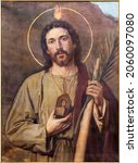 Small photo of ROME, ITALY - AUGUST 28, 2021: The painting of apostle St. Jude Thaddeus in the church Chiesa dei Santi Vincenzo e Anastasio a Trevi by unknown artist of 20. cent.