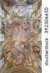 Small photo of ROME, ITALY - MARCH 10, 2016: The vault baroque fresco The Apotheosis of St Ignatius by jesuit frater Andrea Pozzo (1685) in church Chiesa di Sant' Ignazio.