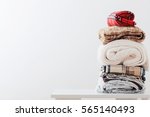 pile of blankets on a white background