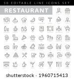 food courts icons set. outline... | Shutterstock .eps vector #1960715413