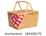 Picnic basket cutout on white background