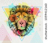 Hipster Animal Lion On Artistic ...