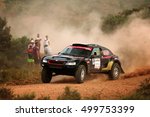 Small photo of TERUEL, SPAIN - JUL 23 : French driver Lauren Poletti and his codriver Patrick Antoniolli in a MMP Rally Raid race in the XXXIII Baja Spain, on Jul 23, 2016 in Teruel, Spain.