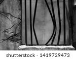 Small photo of Broken Jail Bars in Prison Window. Black and white color process with copy space for text. Jailbreak or