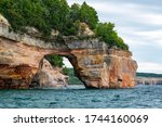 Colorful Mineral Stained Cliffs at Pictured Rocks National Lakeshore, Michigan