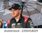 Small photo of August 06, 2023 - Brooklyn, MI, USA: NASCAR Cup Series Driver, Ty Dillon (77) takes to the track after a rain delay for the FireKeppers 400 at the Michigan International Speedway in Brooklyn MI.