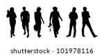 silhouettes of tourists on... | Shutterstock . vector #101978116