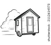 small tiny house on wheels ... | Shutterstock .eps vector #2112614573