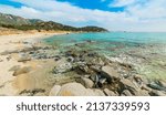 Small photo of Colorful shore in Porto Sa Ruxi beach in Villasimius. Sardinia, Italy