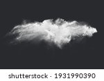 Abstract design of white powder snow cloud explosion on dark background