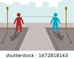 social distancing   location or ... | Shutterstock .eps vector #1672818163