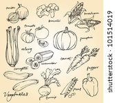 set of vegetables doodles vector | Shutterstock .eps vector #101514019