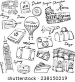 travel theme doodle vector set... | Shutterstock .eps vector #238150219