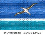 flag of Midway Atoll painted on brick wall