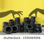 Pile Of Old Car Tires Against...