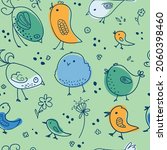 colorful doodle bird seamless... | Shutterstock .eps vector #2060398460