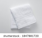 A white towel on a white background. View from above