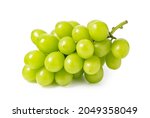 Shine Muscat grapes on a white background. White grapes. Japanese grapes. 