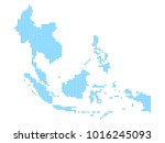 pixel mosaic blue dot map on... | Shutterstock .eps vector #1016245093