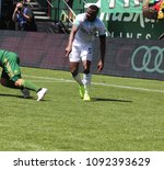 Small photo of Nouhou defender for the Seattle Sounders at Providence Park in Portland Oregon USA May 13th,2018.