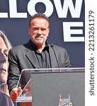 Small photo of LOS ANGELES, CA. October 12, 2022: Arnold Schwarzenegger at the TCL Chinese Theatre, Hollywood where Jamie Lee Curtis had her hand and footprints set in cement. Picture: Paul Smith-Featureflash