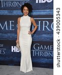 Small photo of LOS ANGELES, CA. April 10, 2016: Actress Nathalie Emmanuel at the season 6 premiere of Game of Thrones at the TCL Chinese Theatre, Hollywood.