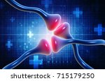nerve cell. 3d rendering .... | Shutterstock . vector #715179250