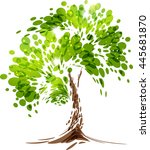 Green Stylized Vector Tree On...