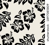 seamless pattern with hibiscus... | Shutterstock .eps vector #1897085809