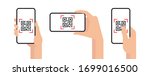 qr code mobile phone scan on... | Shutterstock .eps vector #1699016500