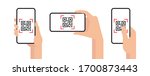 qr code mobile phone scan on... | Shutterstock . vector #1700873443