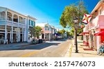 Key West famous Duval street panoramic view, south Florida Keys, United states of America