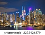 Epic skyline of New York City uptown west waterfront evening view, United States of America