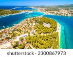 Small photo of Adriatic town of Rogoznica aerial coastline view, central Dalmatia region of Croatia