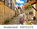 Town of Hum colorful old stone street, Istria, Croatia