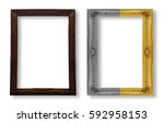 wood frame and gold frame on... | Shutterstock . vector #592958153