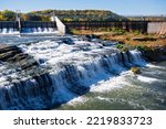 lake byllesby hydroelectric dam and spillway into cannon river near cannon falls minnesota