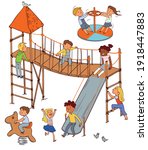 children in the playground.... | Shutterstock .eps vector #1918447883